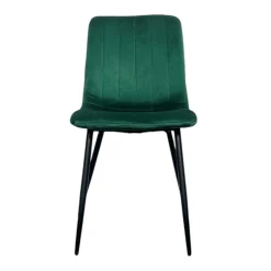 Chaise à rayures velours vert sapin (lot de 2) MALANG