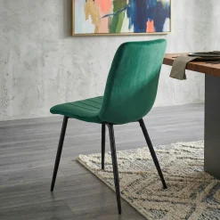 Chaise à rayures velours vert sapin (lot de 2) MALANG