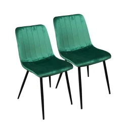 Chaise à rayures velours vert sapin (lot de 2) MALANG
