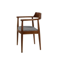 Chaise ronde avec accoudoirs - assise pied-de-poule TENA