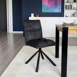 Chaise rotative tissu anthracite (lot de 2) IENA