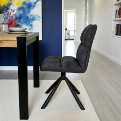 Chaise rotative tissu anthracite (lot de 2) IENA