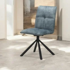 Chaise rotative tissu bleu pétrole (lot de 2) IENA