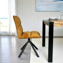 Chaise rotative tissu moutarde (lot de 2) IENA