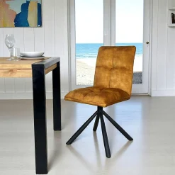 Chaise rotative tissu moutarde (lot de 2) IENA