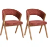 Chaise rouge bois et tissu, forme ronde (lot de 2) AGADE