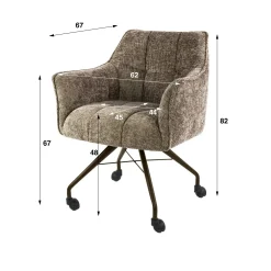 Chaise à roulettes beige chaud pied bronze (lot de 2) MELBOURNE