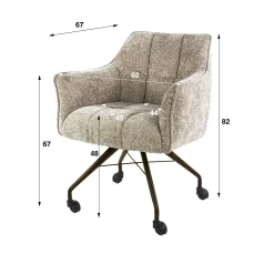 Chaise à roulettes sable pied bronze (lot de 2) MELBOURNE