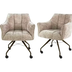 Chaise à roulettes sable pied bronze (lot de 2) MELBOURNE