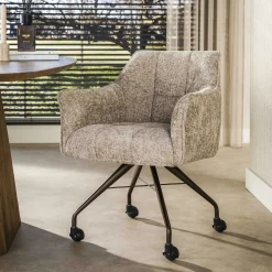 Chaise à roulettes sable pied bronze (lot de 2) MELBOURNE