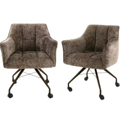 Chaise à roulettes taupe pied bronze (lot de 2) MELBOURNE