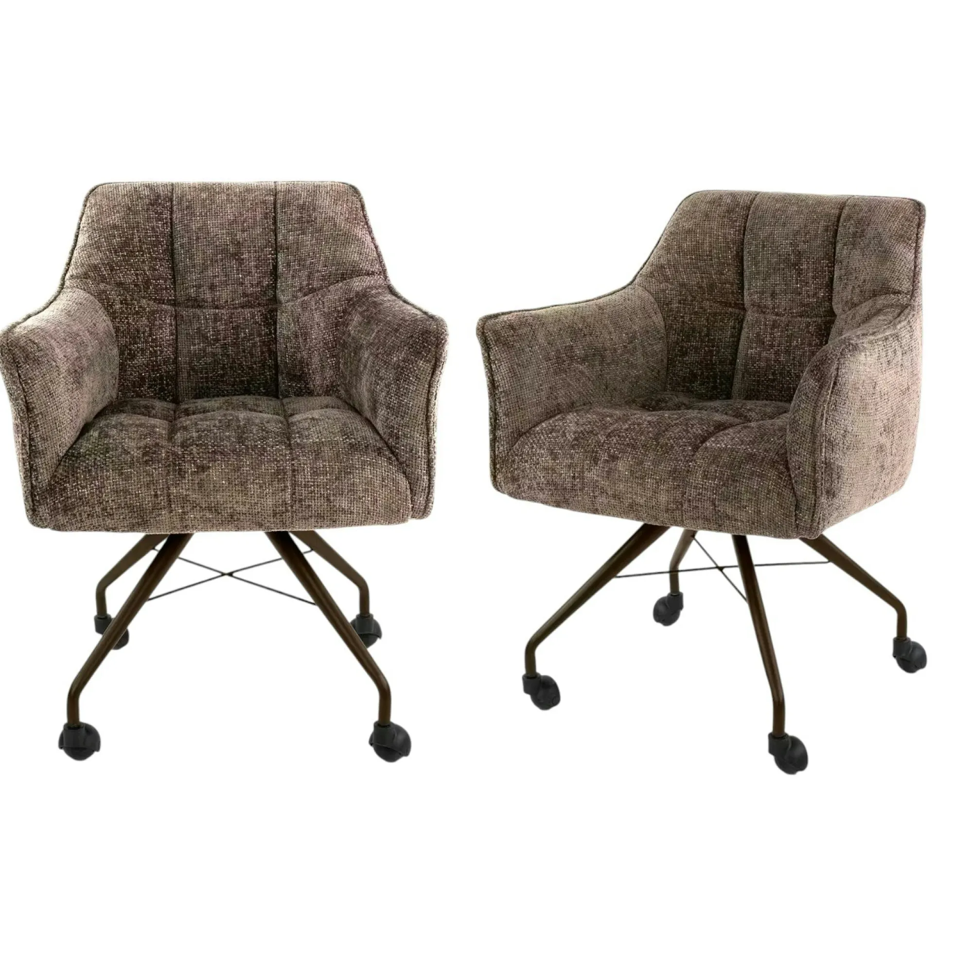 Chaise à roulettes taupe pied bronze (lot de 2) MELBOURNE