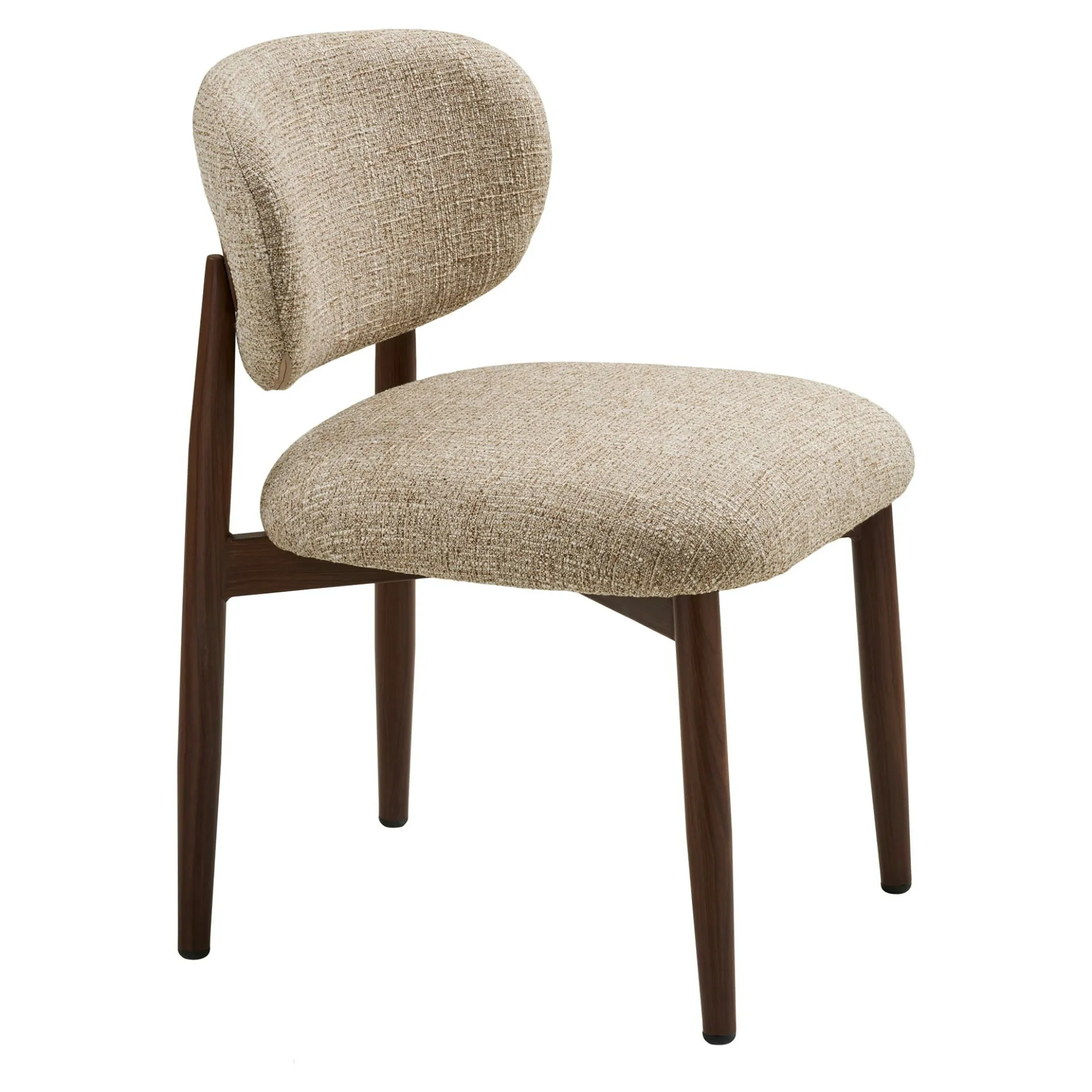 Chaise rétro en bois et tissu brun clair (lot de 2) BEGO