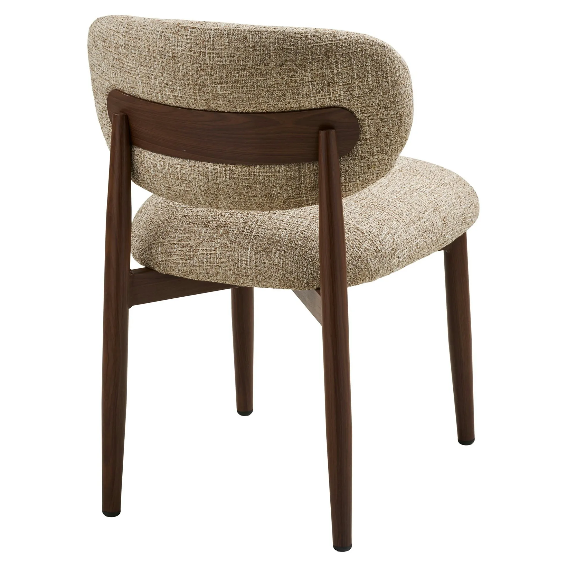 Chaise rétro en bois et tissu brun clair (lot de 2) BEGO