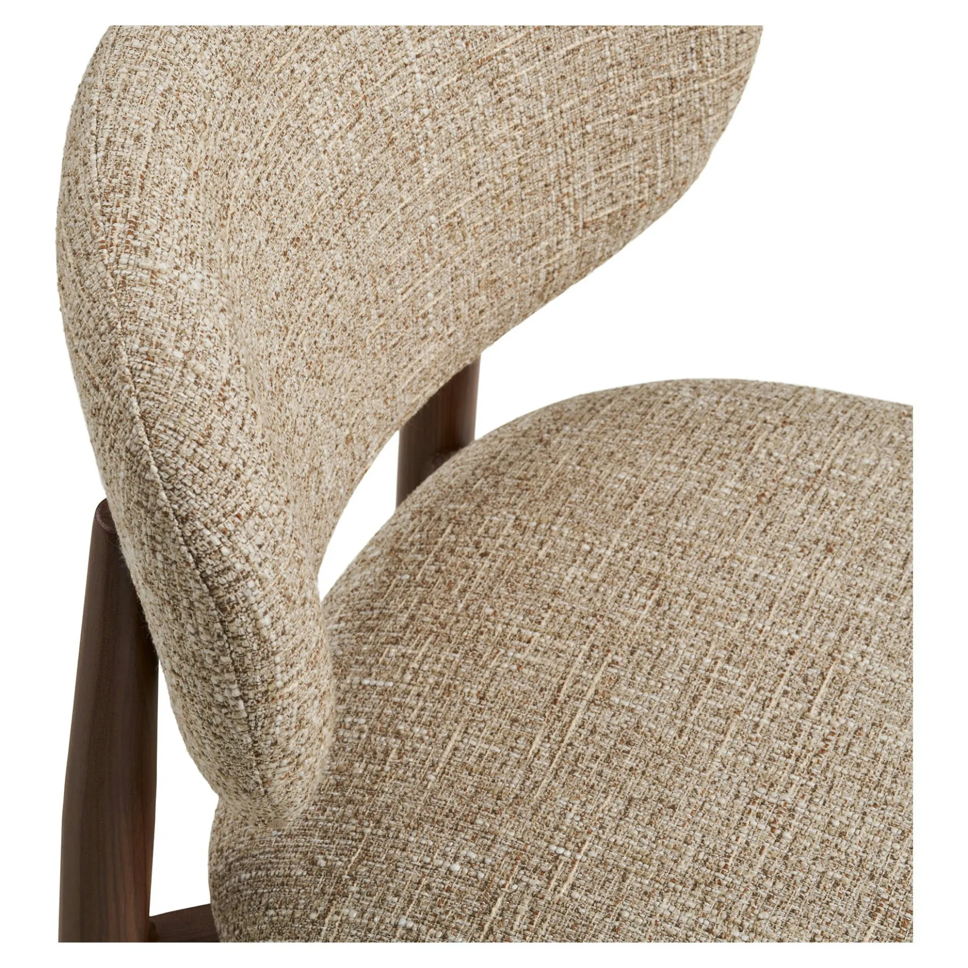 Chaise rétro en bois et tissu brun clair (lot de 2) BEGO