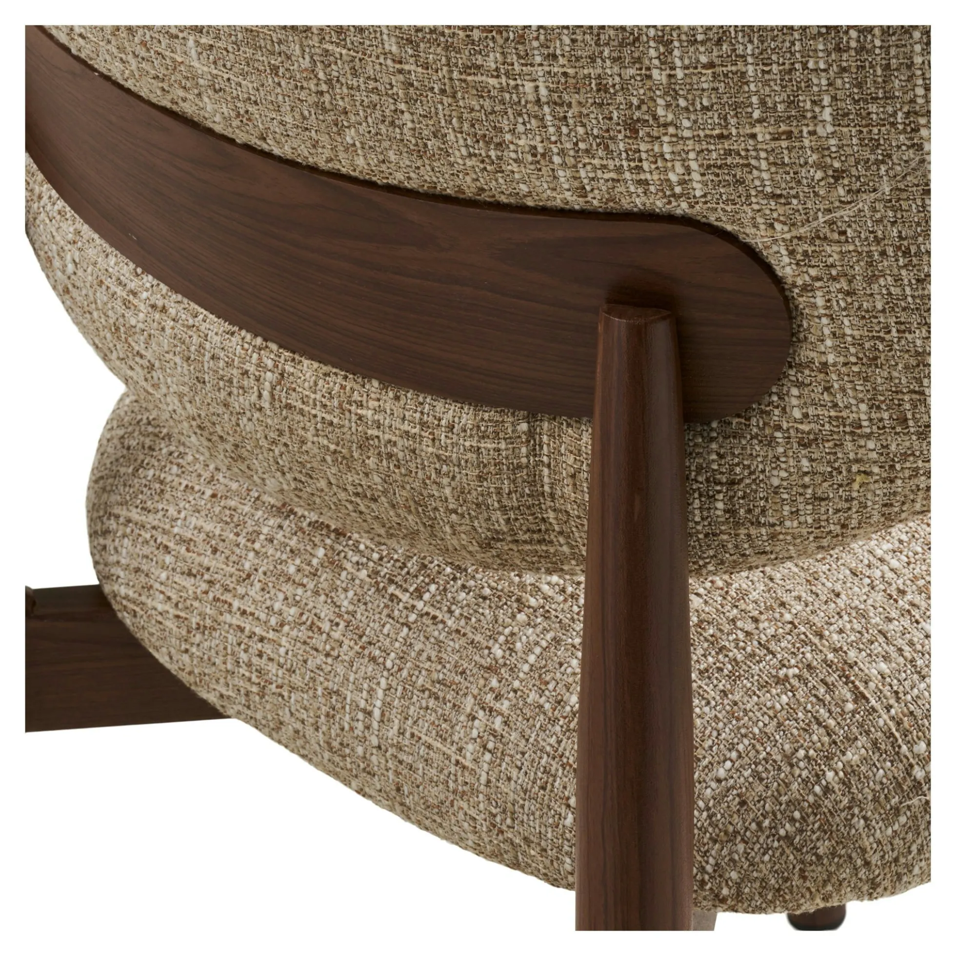 Chaise rétro en bois et tissu brun clair (lot de 2) BEGO
