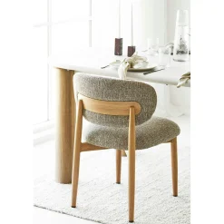 Chaise rétro en bois et tissu brun foncé (lot de 2) BEGO