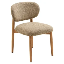 Chaise rétro en bois et tissu brun foncé (lot de 2) BEGO