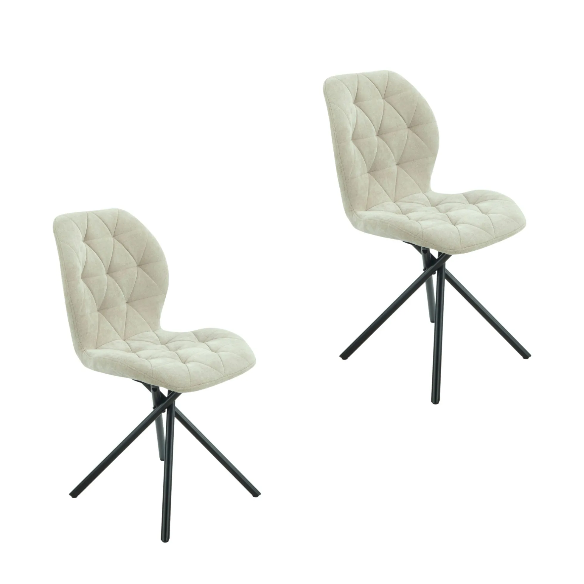 Chaise salle à manger beige à pieds croisés (x2) LUGANO