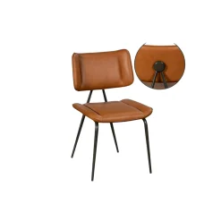 Chaise salle à manger camel, décor bouton métal (lot de 2) OKA