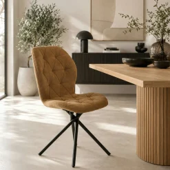 Chaise salle à manger moutarde à pieds croisés (x2) LUGANO