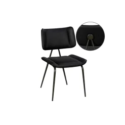 Chaise salle à manger noire, décor bouton métal (lot de 2) OKA