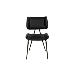 Chaise salle à manger noire, décor bouton métal (lot de 2) OKA
