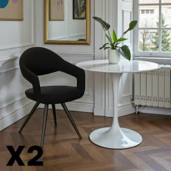 Chaise salle à manger noire à dossier ouvert (lot de 2) TREVI