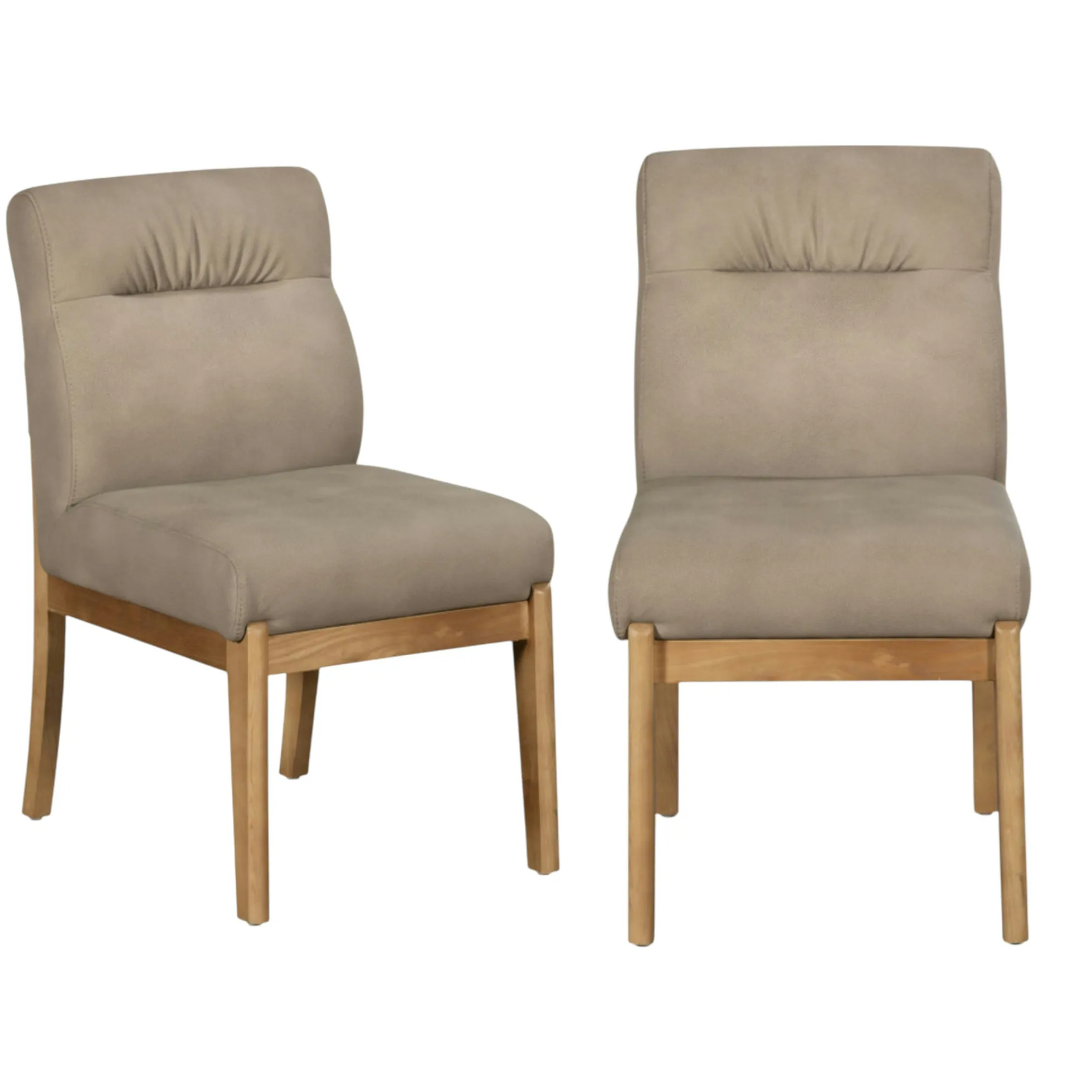 Chaise salle à manger taupe confort, pieds bois clair (lot de 2) NEXA