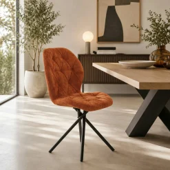 Chaise salle à manger terracotta à pieds croisés (x2) LUGANO