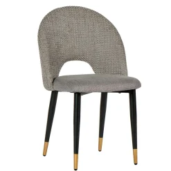 Chaise salle à manger tissu quadrillé gris (lot de 2) MALMOE