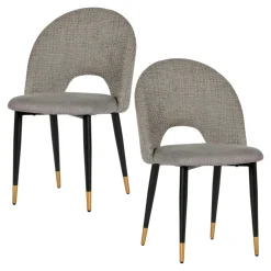 Chaise salle à manger tissu quadrillé gris (lot de 2) MALMOE