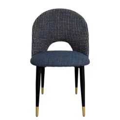 Chaise salle à manger tissu quadrillé bleu foncé (lot de 2) MALMOE