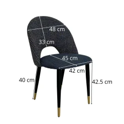 Chaise salle à manger tissu quadrillé bleu foncé (lot de 2) MALMOE