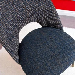 Chaise salle à manger tissu quadrillé bleu foncé (lot de 2) MALMOE