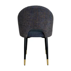 Chaise salle à manger tissu quadrillé bleu foncé (lot de 2) MALMOE
