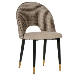 Chaise salle à manger tissu quadrillé taupe (lot de 2) MALMOE