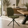 Chaise salle à manger verte à pieds croisés (x2) LUGANO