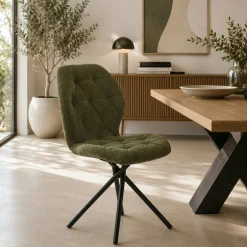 Chaise salle à manger verte à pieds croisés (x2) LUGANO