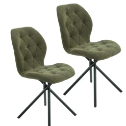 Chaise salle à manger verte à pieds croisés (x2) LUGANO