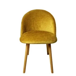 Chaise scandinave en bois et velours moutarde (lot de 2) ETNA