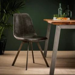 Chaise scandinave noire coutures apparentes pieds étoile HELSINKI (lot de 2)