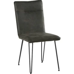 Chaise scandinave tissu gris foncé pieds épingle (lot de 2) KERALA