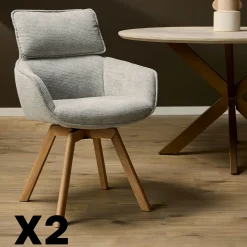 Chaise scandi pivotante taupe (lot de 2) CORTINA