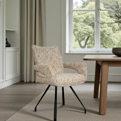 Chaises tissu beige chiné accoudoirs larges (lot de 2) LIGURIE