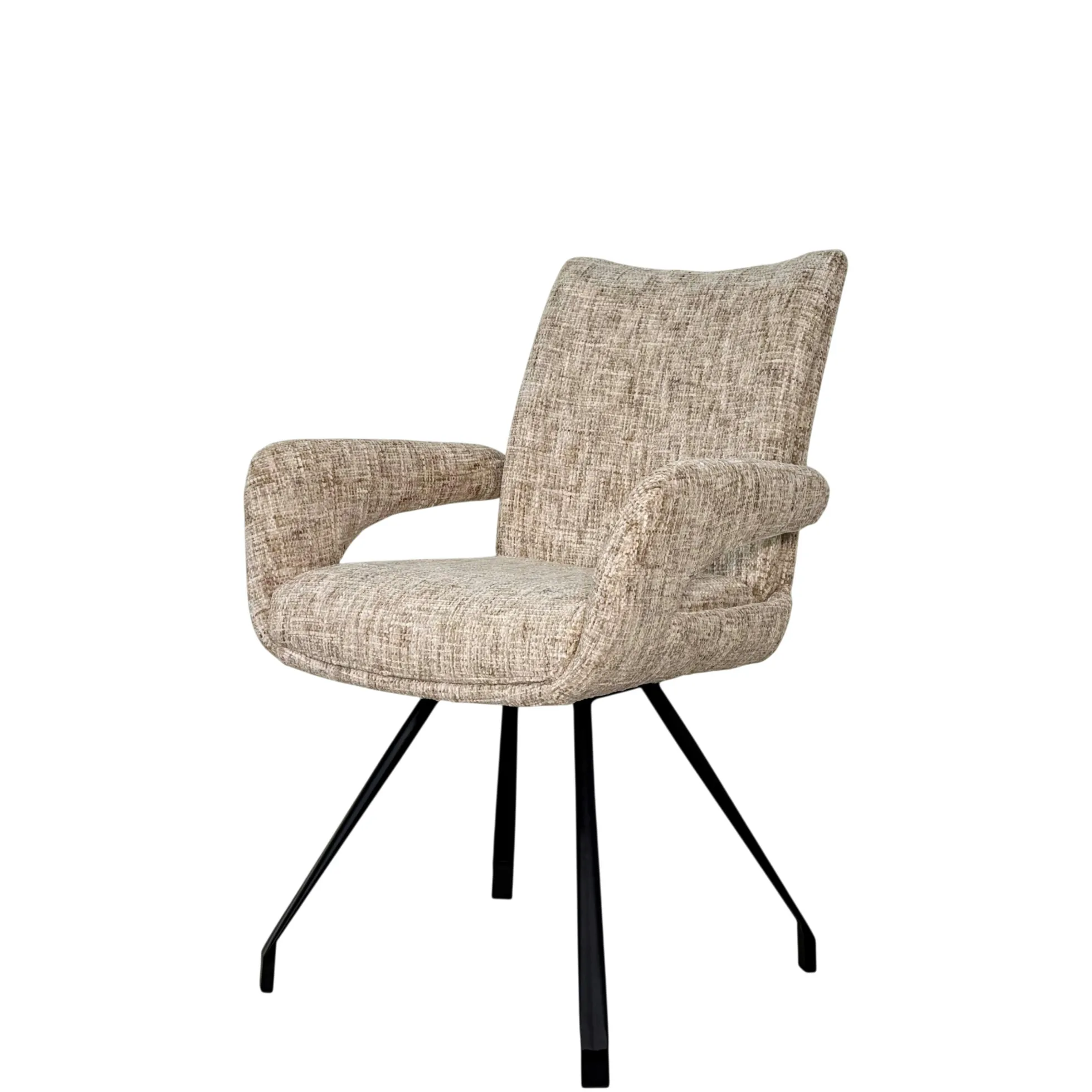 Chaises tissu beige chiné accoudoirs larges (lot de 2) LIGURIE