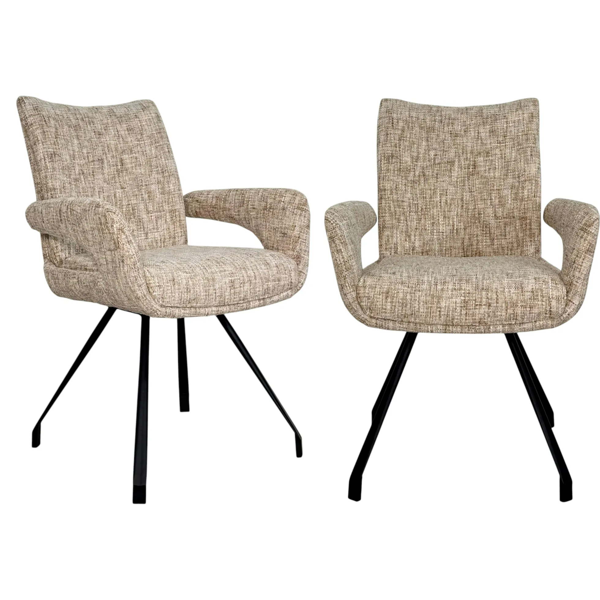 Chaises tissu beige chiné accoudoirs larges (lot de 2) LIGURIE