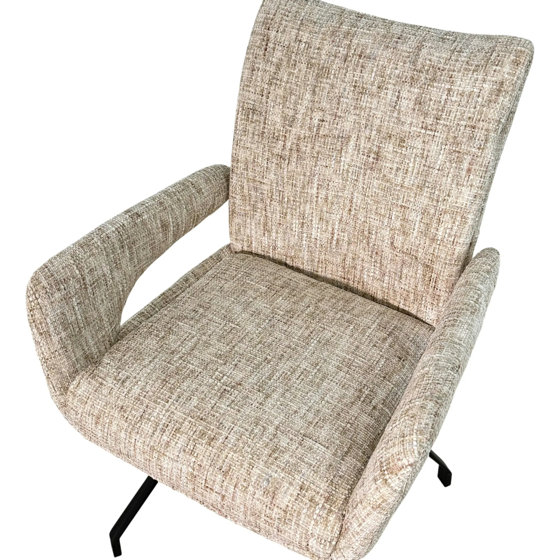 Chaises tissu beige chiné accoudoirs larges (lot de 2) LIGURIE