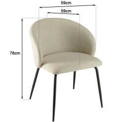 Chaise style cabriolet tissu écru (lot de 2) TIM
