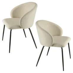 Chaise style cabriolet tissu écru (lot de 2) TIM